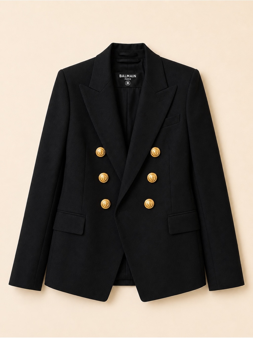 Balmain Black Double-Breasted Blazer with Gold Buttons - Picture 11 of 11